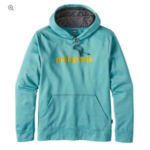 Host Pick - Patagonia Turquoise Hoodie with Yellow Logo